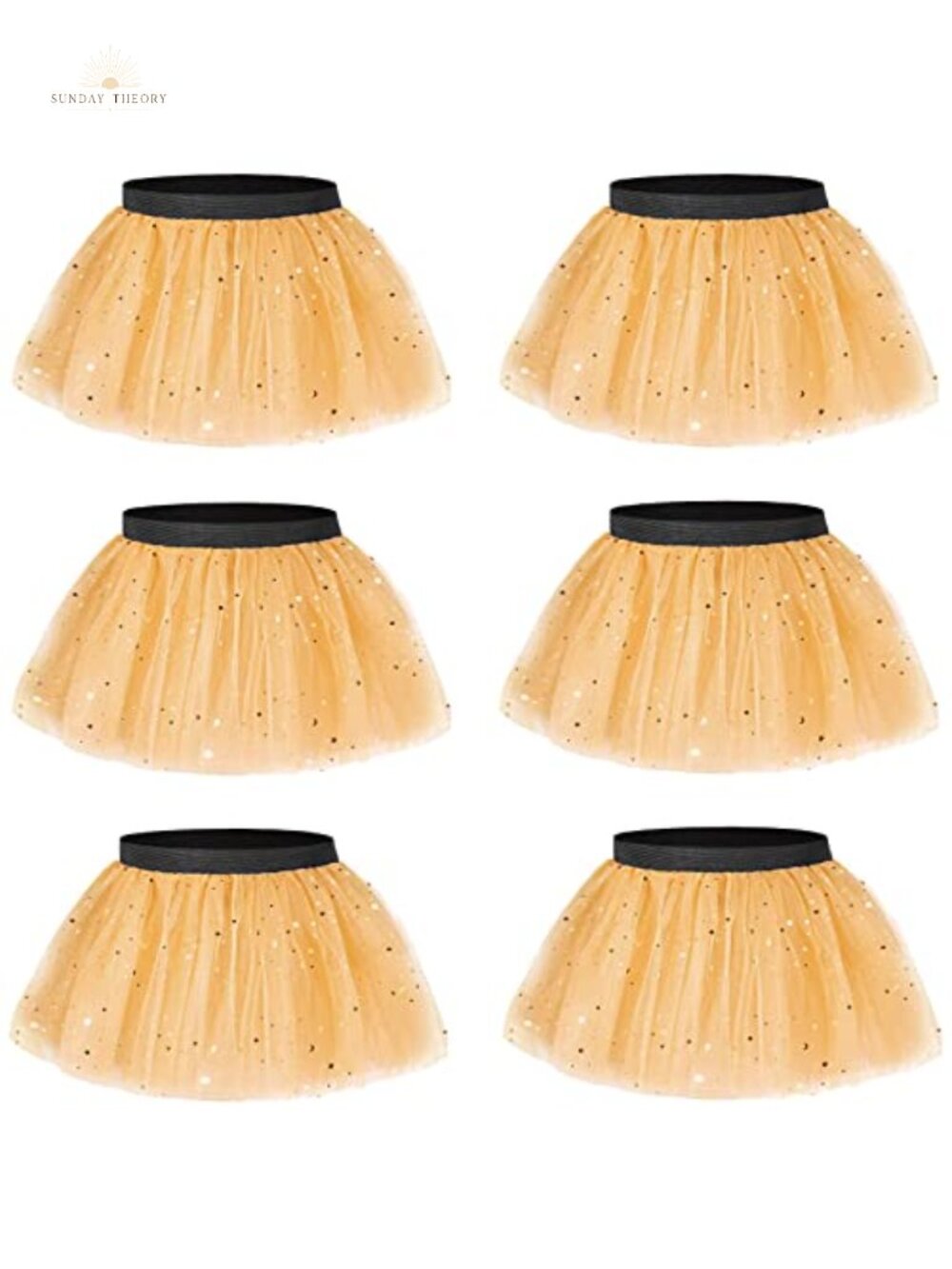 6 Pack Tutu Skirts 3 Layer Tulle Elastic Waist 80s Costume Women